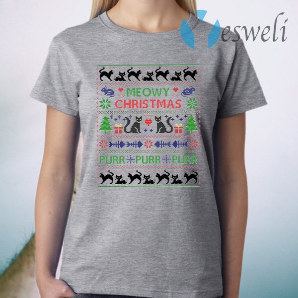 Meowy Christmas Funny Purr Cats T-Shirt