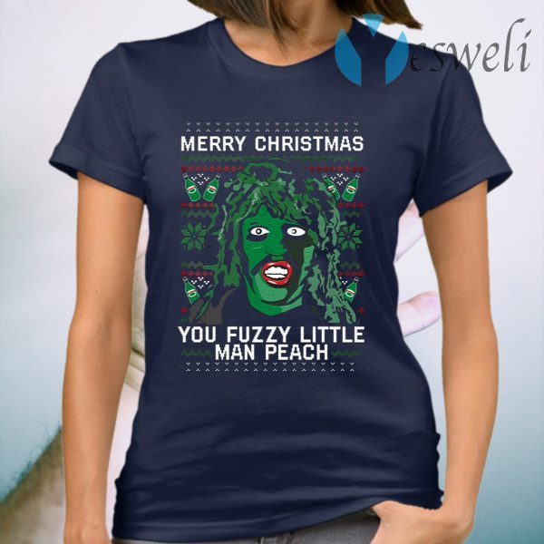 Merry Christmas You Fuzzy Little Man Peach Old Gregg Mighty Boosh Crimp Pie T-Shirt