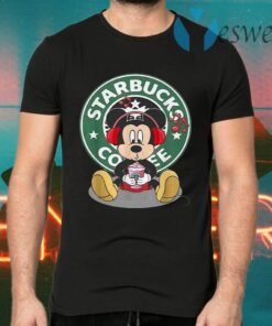 Mickey Mouse Drinking Starbucks Coffee And Listening Music T-Shirts