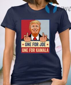 Middle Finger Fuck Biden Fuck Kamala Harris Pro Trump President Print On Back T-Shirt