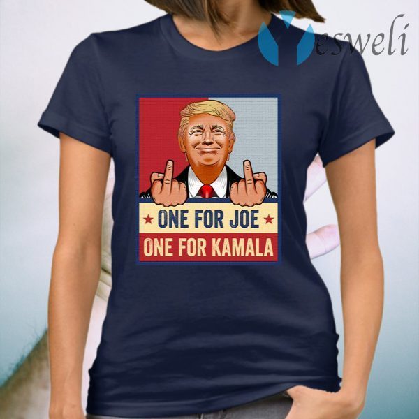 Middle Finger Fuck Biden Fuck Kamala Harris Pro Trump President Print On Back T-Shirt