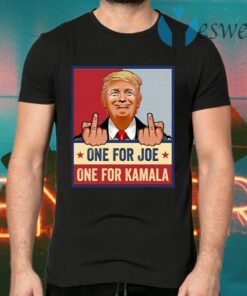 Middle Finger Fuck Biden Fuck Kamala Harris Pro Trump President Print On Back T-Shirts