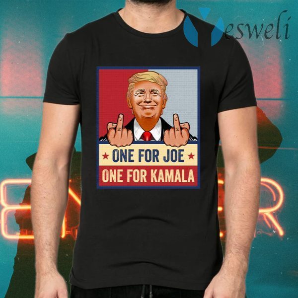 Middle Finger Fuck Biden Fuck Kamala Harris Pro Trump President Print On Back T-Shirts