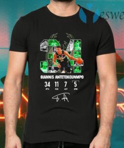 Milwaukee Bucks Giannis Antetokounmpo 34 Signature T-Shirts