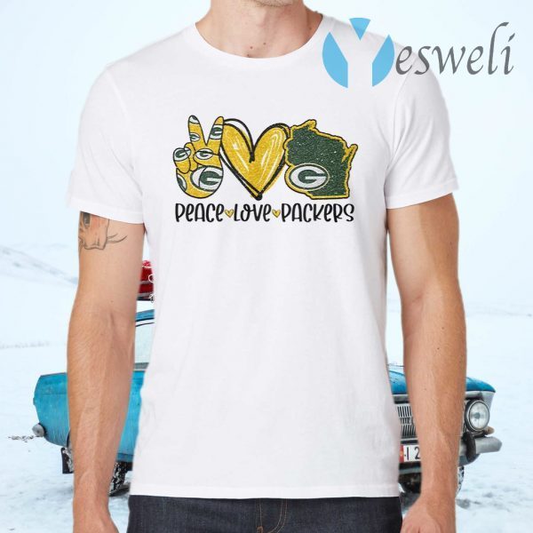 Peace Love Wisconsin Green Bay Packers T-Shirts