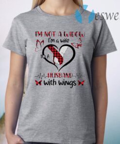 Premium I’m Not A Widow I’m A Wife To A Husband With Wings Plaid T-Shirt