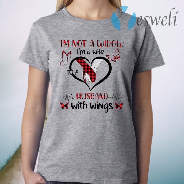 Premium I’m Not A Widow I’m A Wife To A Husband With Wings Plaid T-Shirt