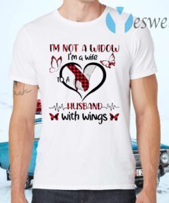 Premium I’m Not A Widow I’m A Wife To A Husband With Wings Plaid T-Shirts