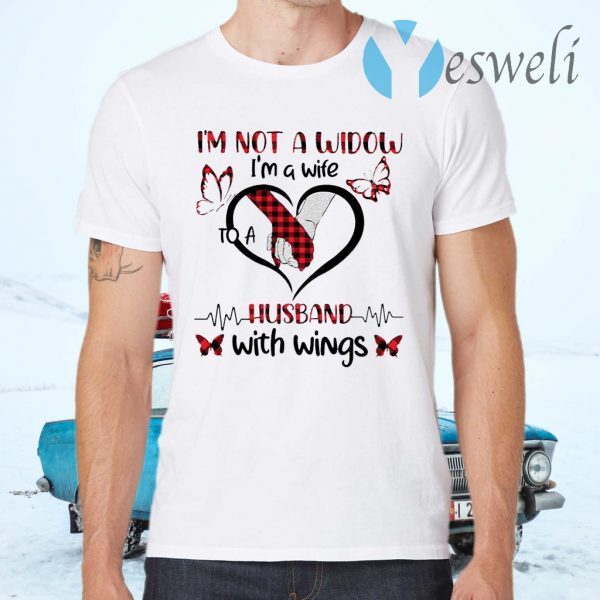 Premium I’m Not A Widow I’m A Wife To A Husband With Wings Plaid T-Shirts