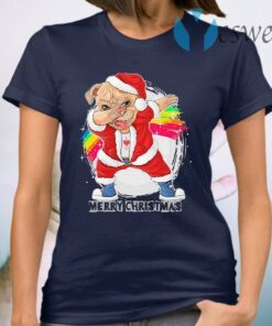 Santa Claus The Cute Pug Dog Dabbing Dance Merry Christmas T-Shirt