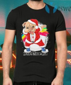 Santa Claus The Cute Pug Dog Dabbing Dance Merry Christmas T-Shirts