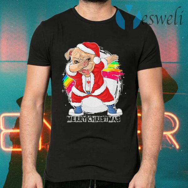 Santa Claus The Cute Pug Dog Dabbing Dance Merry Christmas T-Shirts