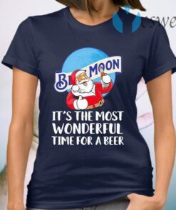 Santa claus drinking Blue Moon it’s the most wonderful time for a beer T-Shirt