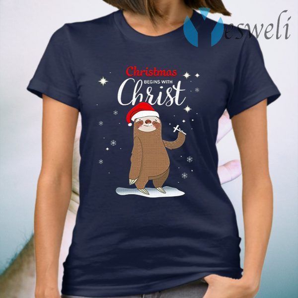 Sloth Christmas Begins With Christ T-Shirt