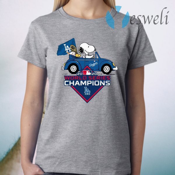 Snoopy And Woodstock Los Angeles Dodgers 2020 World Series Champions T-Shirt