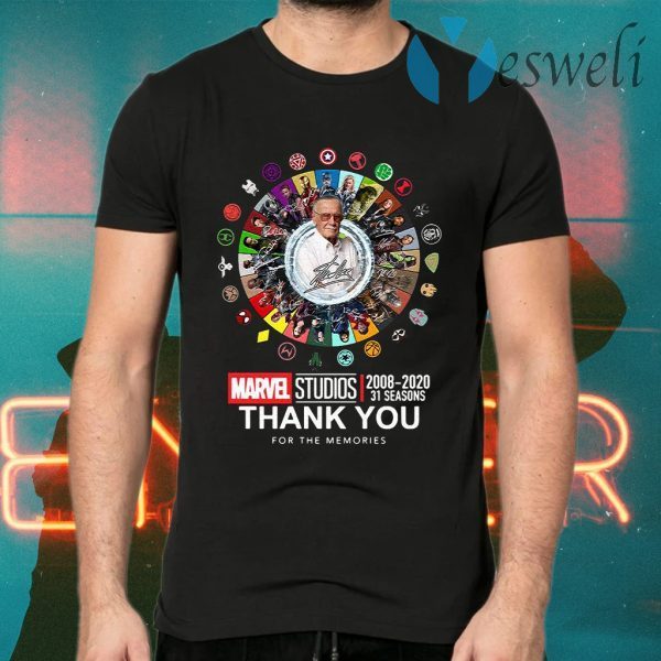 Stan Lee Marvel Studios 2008 2020 31 Seasons Thank You For The Memories Signatures T-Shirts