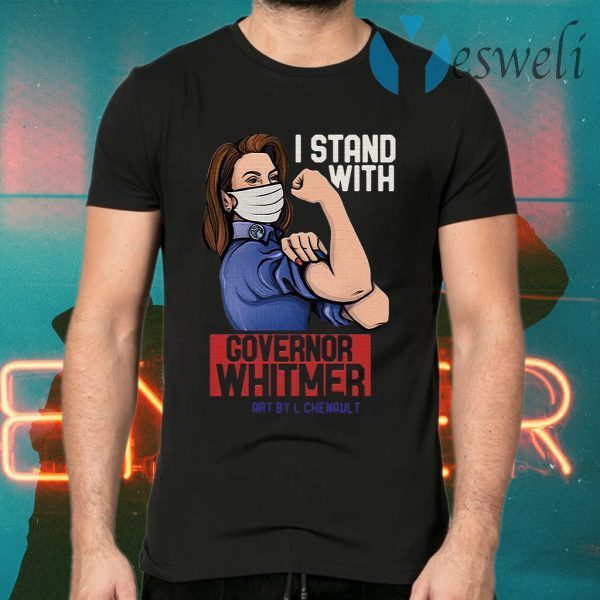 Strong Woman face mask I stand with Governor Whitmer art by L chenault Michigan T-Shirts