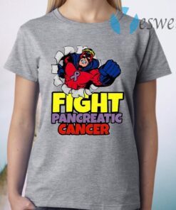 Superhero Fight Pancreatic Cancer Purple Ribbon T-Shirt