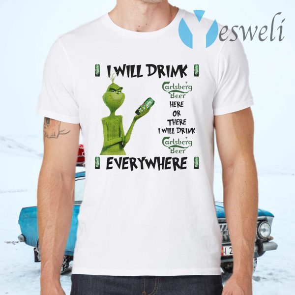 The Grinch I Will Drink Carlsberg Here And There Everywhere Christmas T-Shirts