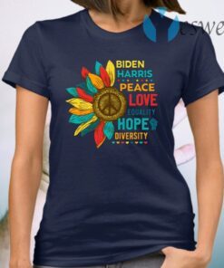 Vintage Retro Sunflower Biden Harris 2020 Peace Love Equality Hope Diversity T-Shirt