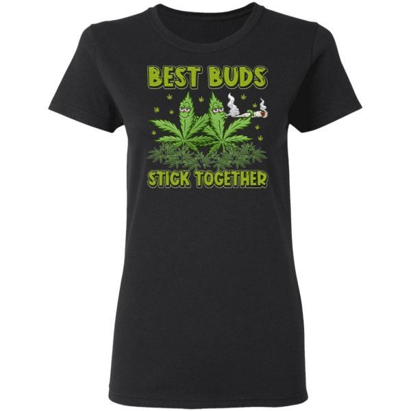 Best Buds Stick Together Trippy Pot Leaf T-Shirt