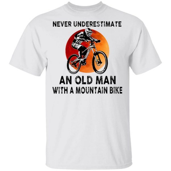 Never Underestimate An Old Man With A Moutain Bike Blood Moon T-Shirt
