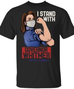 Strong Woman face mask I stand with Governor Whitmer art by L chenault Michigan T-Shirt