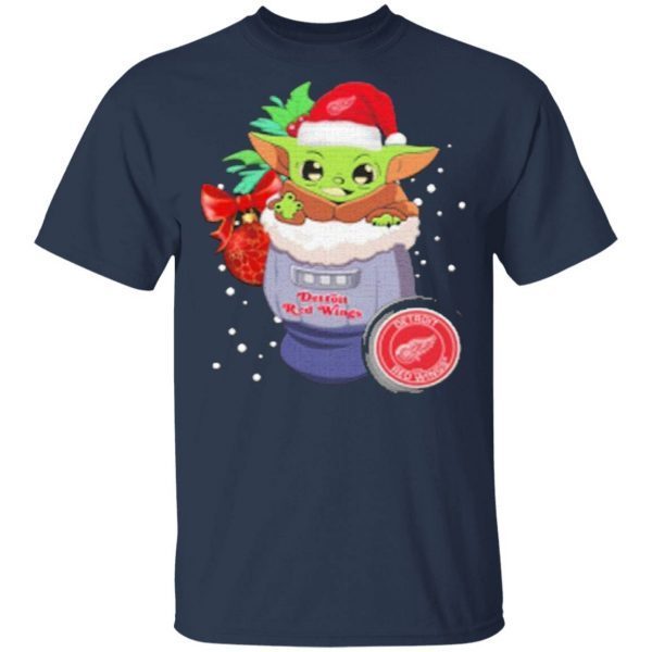 Detroit Red Wings Christmas Baby Yoda Star Wars Funny Happy NHL T-Shirt