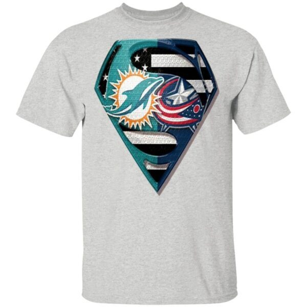 Superman Miami Dolphins vs Columbus Blue Jackets 2020 T-Shirt