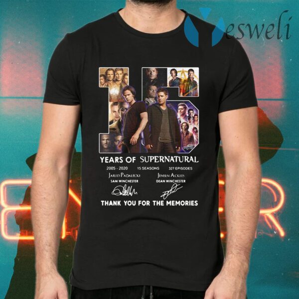 15 Years Of Supernatural 2005 2020 Thank You For The Memories Signature T-Shirts