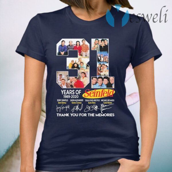 31 years of 1989 2020 Seinfeld thank you for the memories signatures T-Shirt