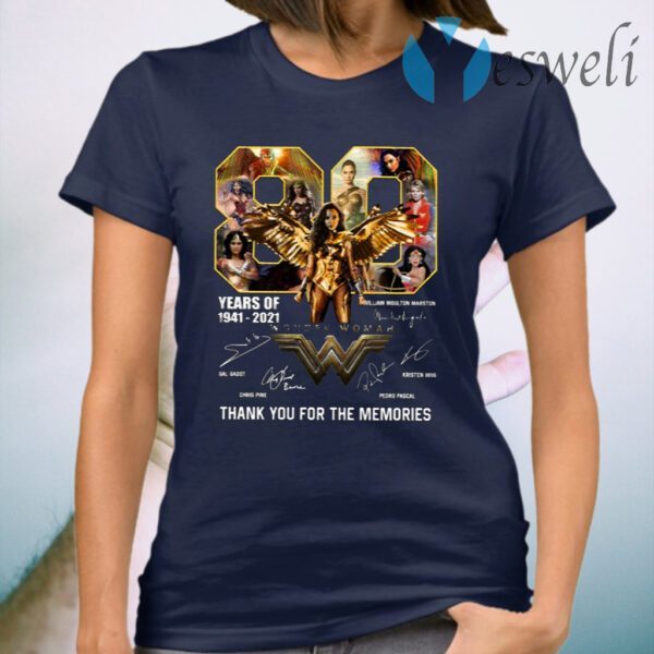 80 Years Of Wonder Woman Thank You For The Memories T-Shirt