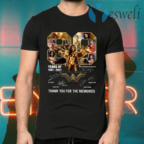 80 Years Of Wonder Woman Thank You For The Memories T-Shirts