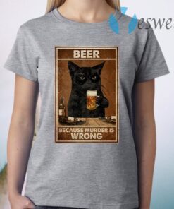 Beer Because Murder Is Wrong Black Cat Vintage T-Shirt