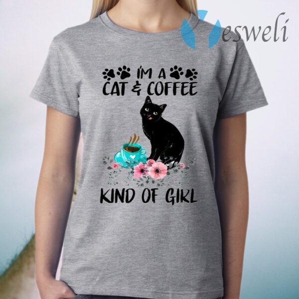 Cat And Coffe Kind Of Girl T-Shirt