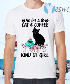 Cat And Coffe Kind Of Girl T-Shirts