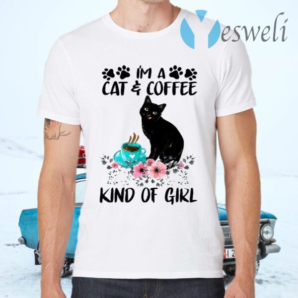 Cat And Coffe Kind Of Girl T-Shirts