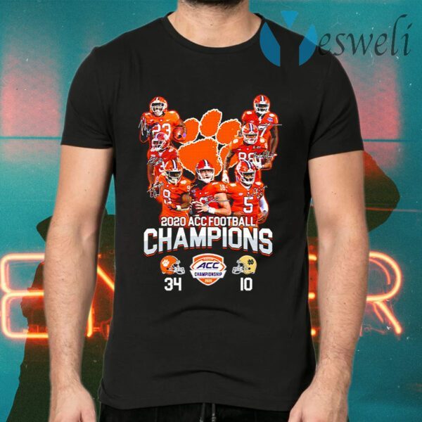 Clemson Tigers 2020 acc football Champions signatures T-Shirts