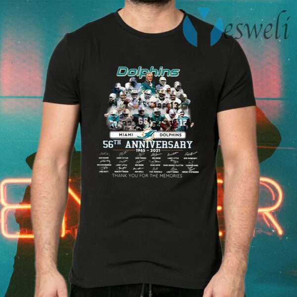 Coach Miami Dolphins 56th Anniversary 1965-2021 Signatures T-Shirts