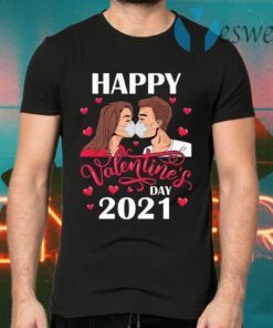 Couple Kissing with Mask on Happy Valentine’s Day 2021 T-Shirts