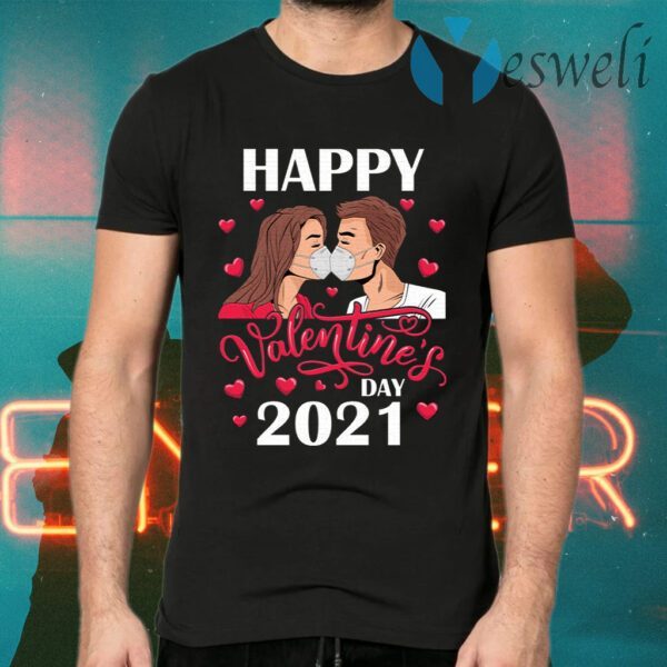 Couple Kissing with Mask on Happy Valentine’s Day 2021 T-Shirts