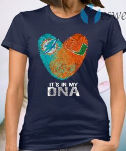 Dolphins Hurricanes It’s In My Dna Heart Fingerprints T-Shirt