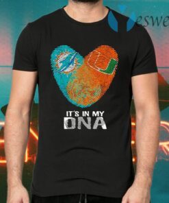 Dolphins Hurricanes It’s In My Dna Heart Fingerprints T-Shirts