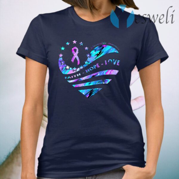 Fibromyalgia Awareness Faith Hope Love Colorful Heart T-Shirt