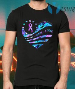 Fibromyalgia Awareness Faith Hope Love Colorful Heart T-Shirts