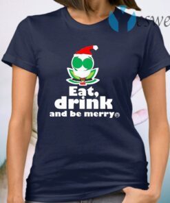 Flower Alien Santa Eat Drink And Be Merry Premium T-Shirt