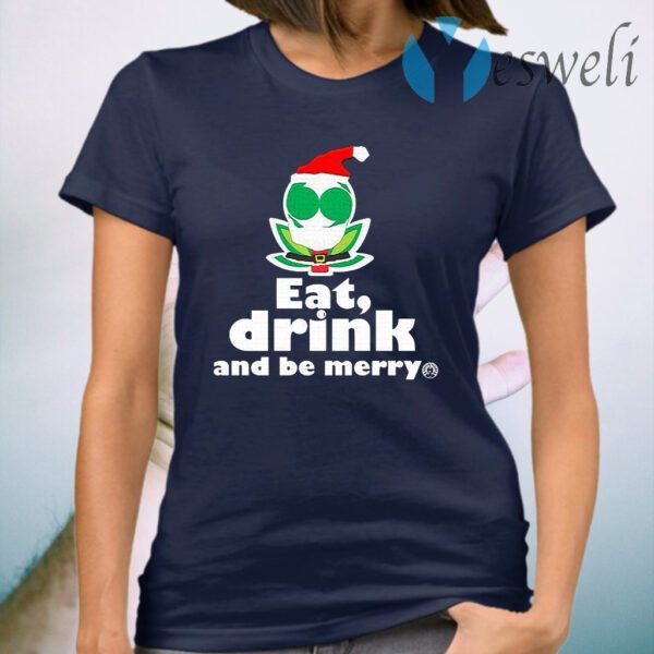 Flower Alien Santa Eat Drink And Be Merry Premium T-Shirt