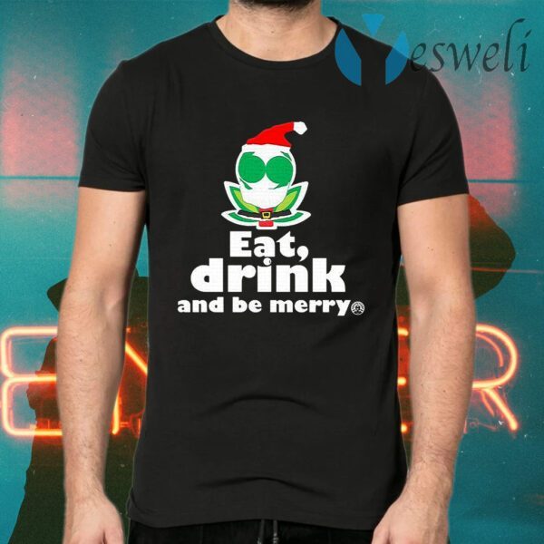 Flower Alien Santa Eat Drink And Be Merry Premium T-Shirts