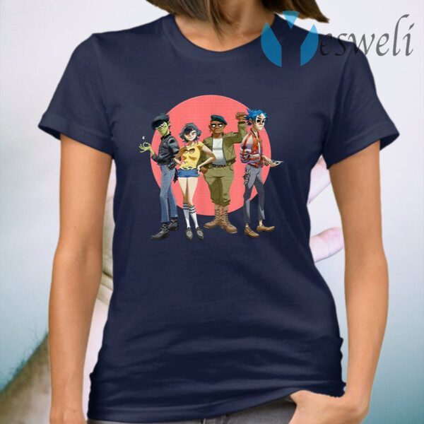 Funny Gorillaz Group Circle Rise T-Shirt