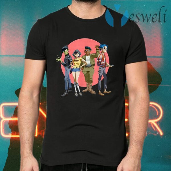 Funny Gorillaz Group Circle Rise T-Shirts